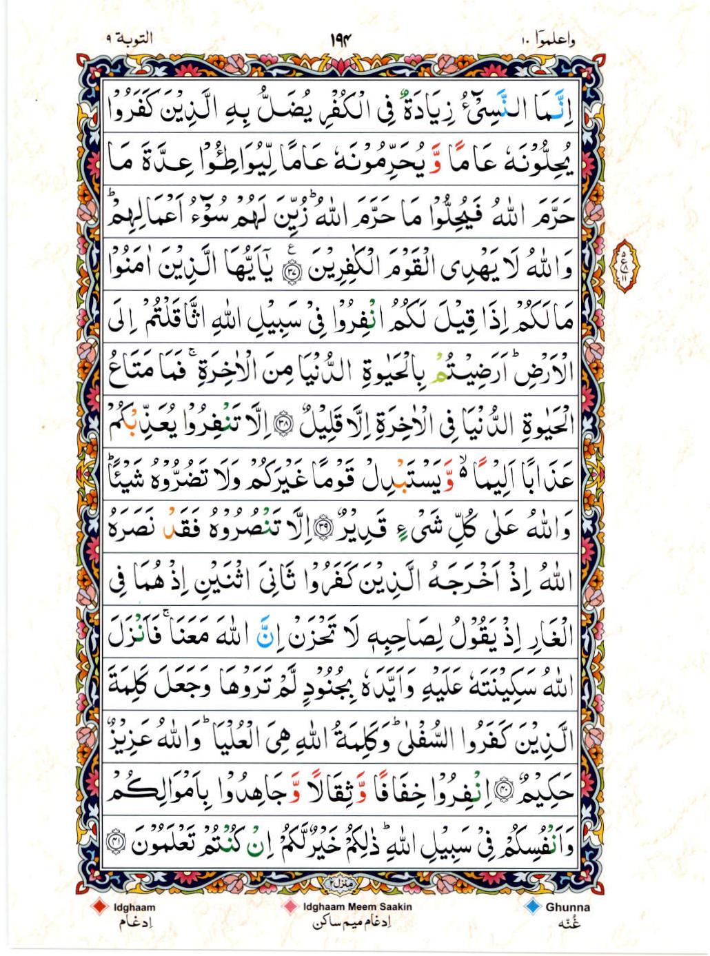 Read Al Quran 15 Lines Part / Chapter / Siparah 10 Page No 194