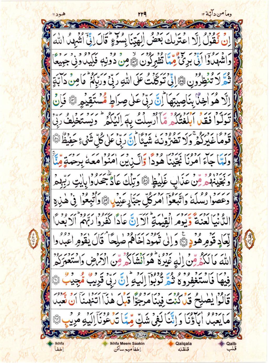 Read Al Quran 15 Lines Part / Chapter / Siparah 12 Page No 229