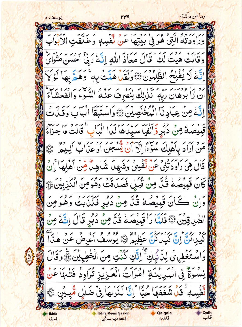 Read Al Quran 15 Lines Part / Chapter / Siparah 12 Page No 239