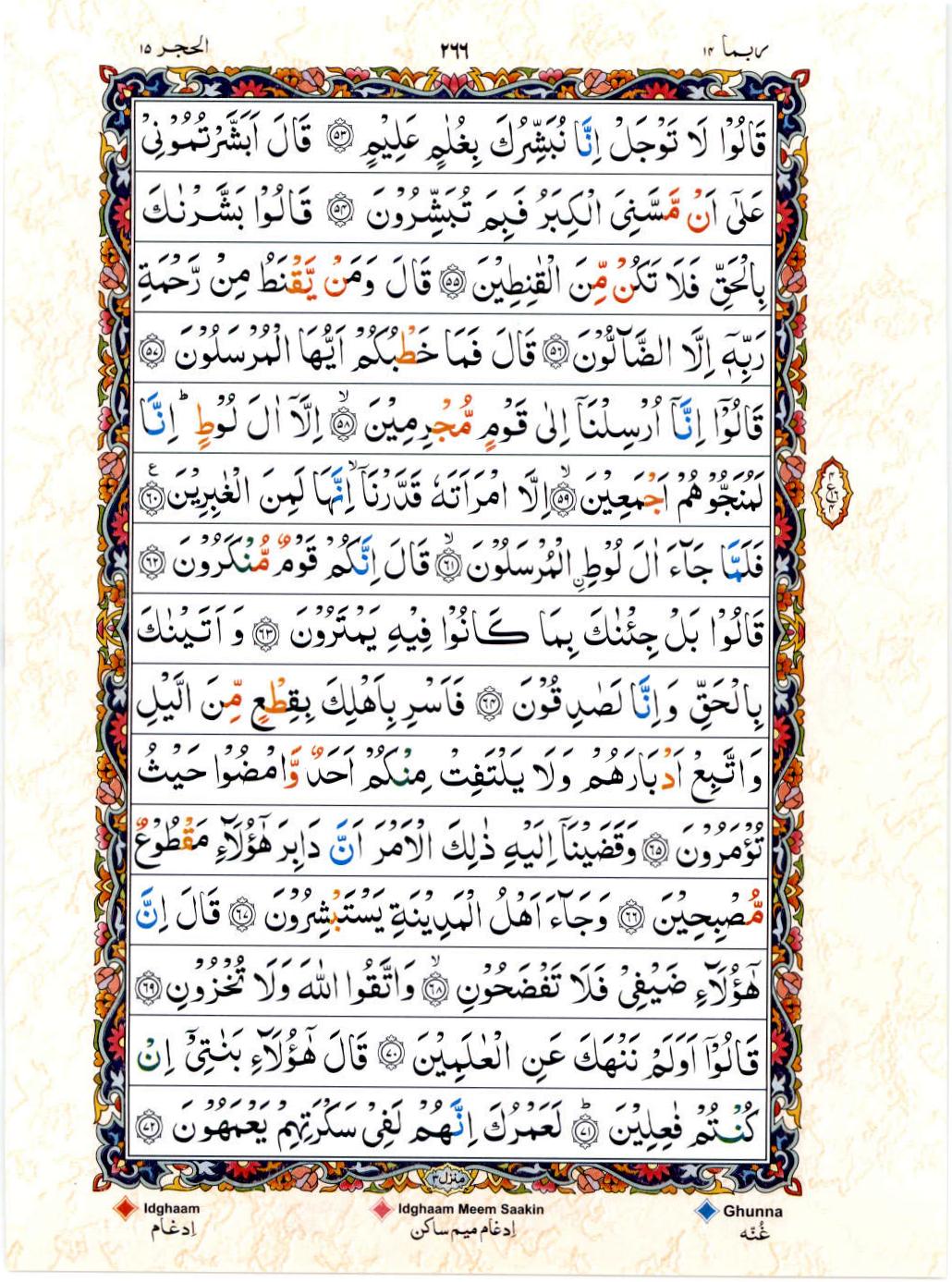 Read Al Quran 15 Lines Part / Chapter / Siparah 14 Page No 266