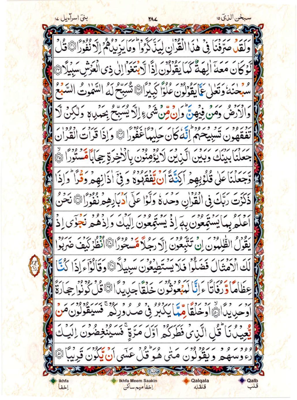Read Al Quran 15 Lines Part / Chapter / Siparah 15 Page No 287