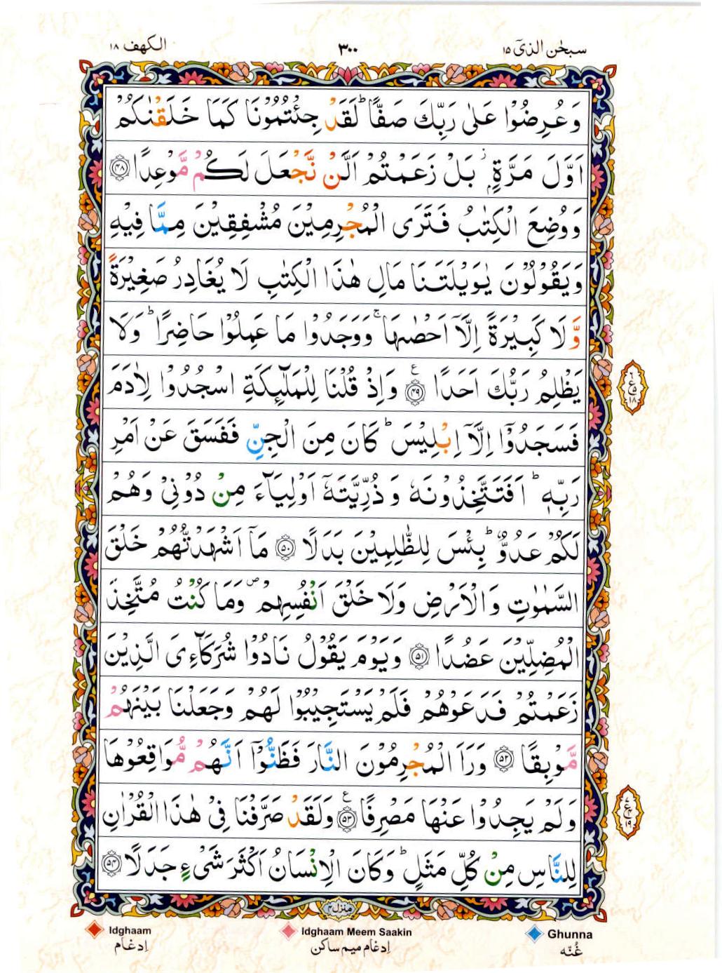 Read Al Quran 15 Lines Part / Chapter / Siparah 15 Page No 300