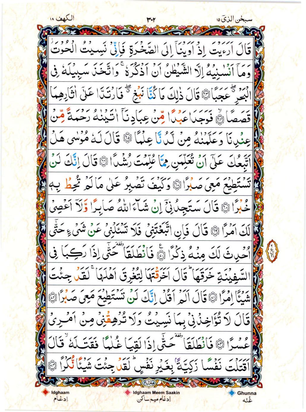 Read Al Quran 15 Lines Part / Chapter / Siparah 15 Page No 302