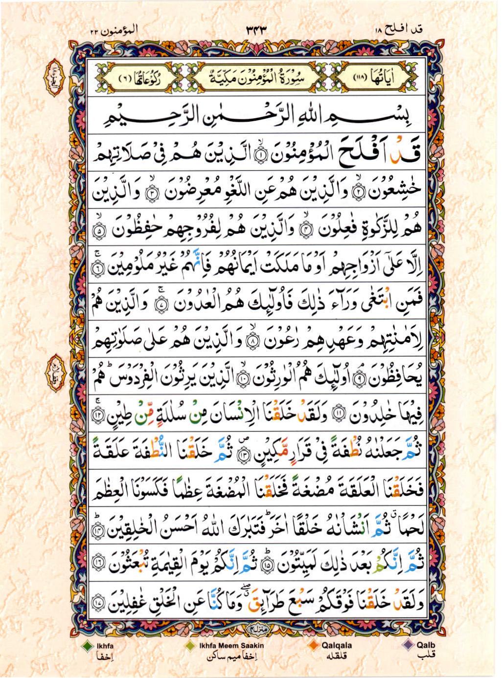 Read Al Quran 15 Lines Part / Chapter / Siparah 18 Page No 343