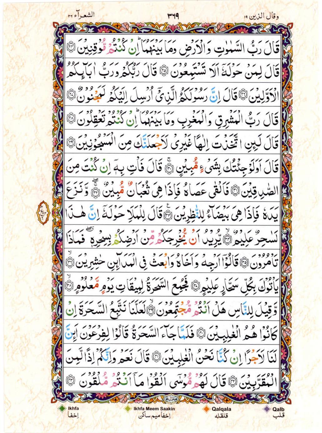 Read Al Quran 15 Lines Part / Chapter / Siparah 19 Page No 369
