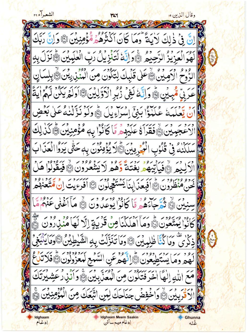 Read Al Quran 15 Lines Part / Chapter / Siparah 19 Page No 376