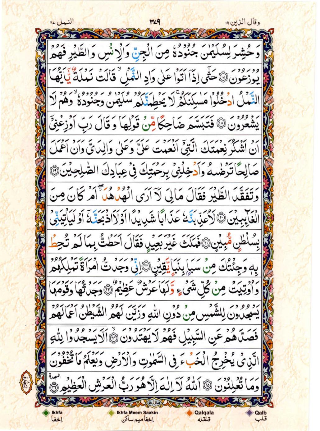 Read Al Quran 15 Lines Part / Chapter / Siparah 19 Page No 379