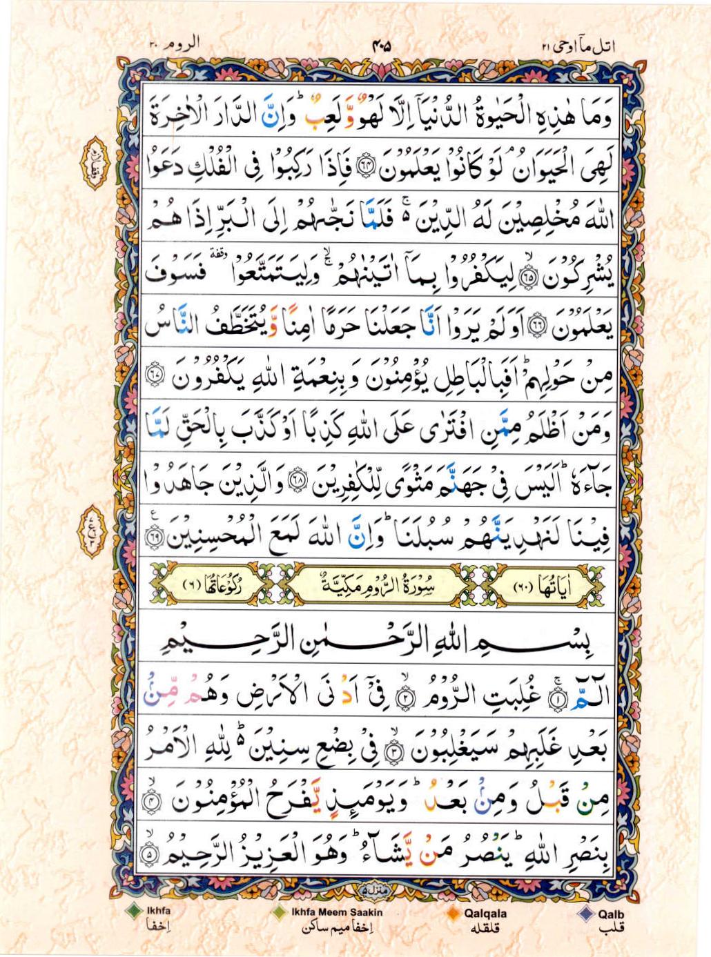 Read Al Quran 15 Lines Part / Chapter / Siparah 21 Page No 405