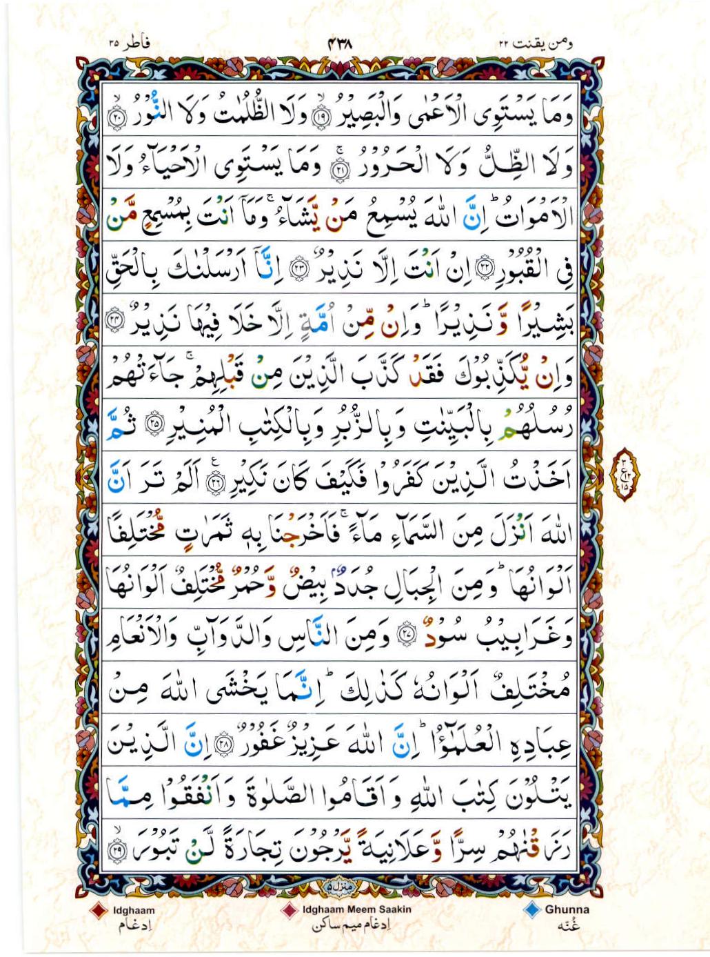Read Al Quran 15 Lines Part / Chapter / Siparah 22 Page No 438