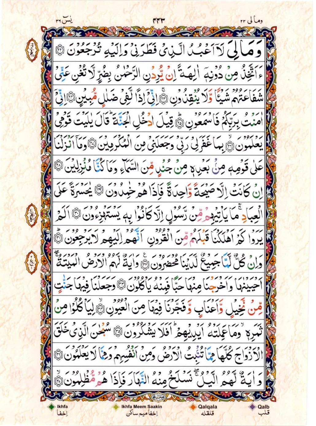 Read Al Quran 15 Lines Part / Chapter / Siparah 23 Page No 443