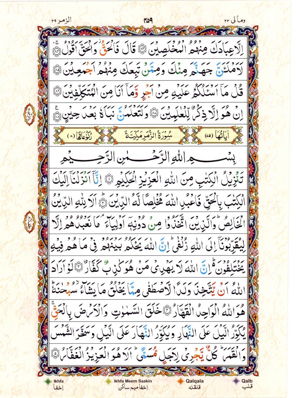 Read Al Quran 15 Lines Part / Chapter / Siparah 23 Page No 459