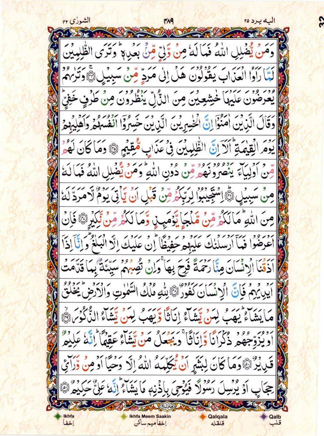 Read Al Quran 15 Lines Part / Chapter / Siparah 25 Page No 489