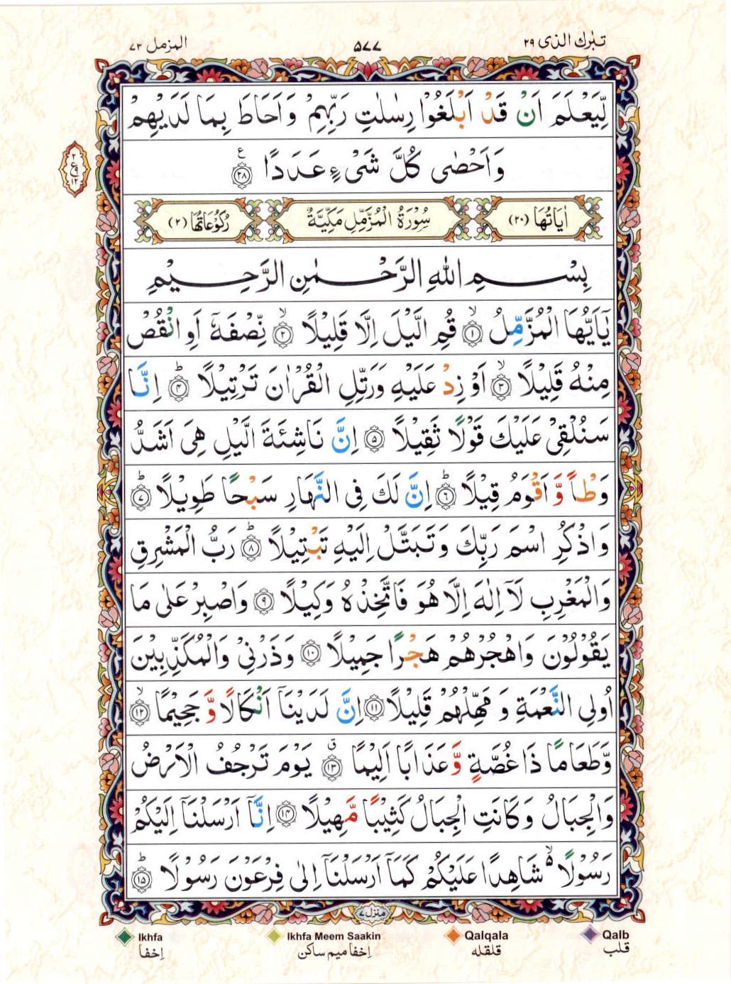 Read Al Quran 15 Lines Part / Chapter / Siparah 29 Page No 577
