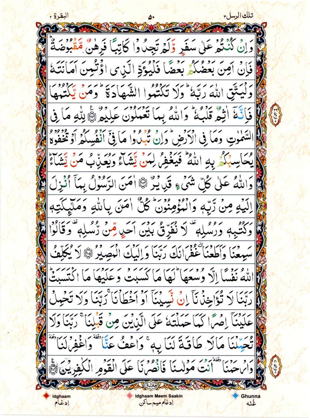Read Al Quran 15 Lines Part / Chapter / Siparah 3 Page No 50
