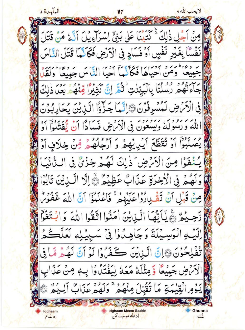 Read Al Quran 15 Lines Part / Chapter / Siparah 6 Page No 114