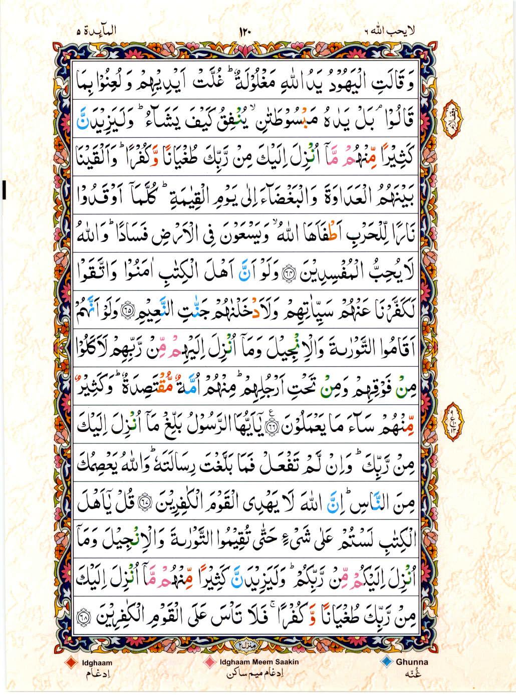 Read Al Quran 15 Lines Part / Chapter / Siparah 6 Page No 120