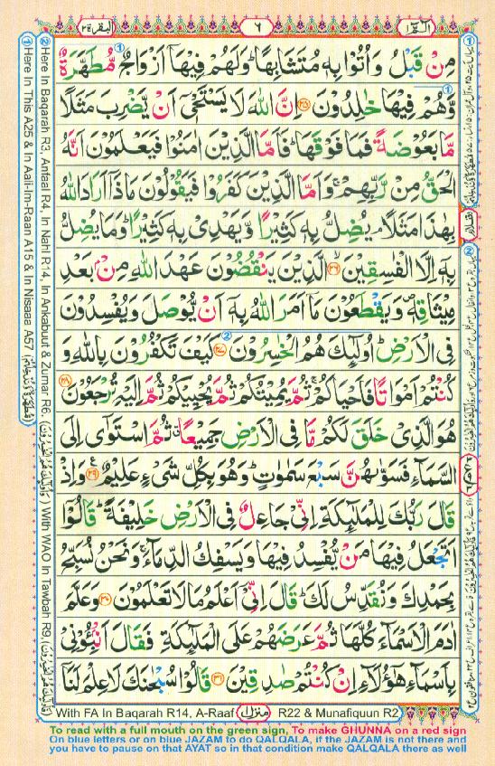 Read Al Quran Part / Chapter / Siparah 1 Page No 6