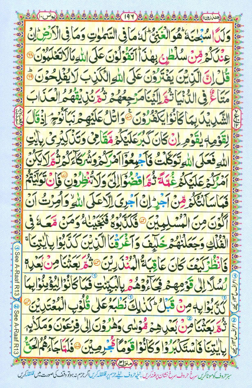 Read Al Quran Part / Chapter / Siparah 11 Page No 196