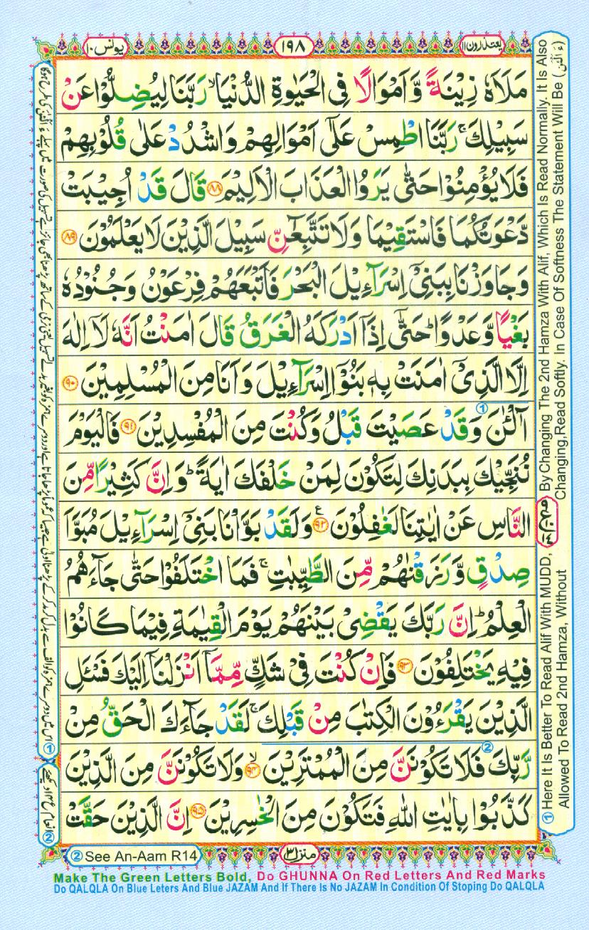 Read Al Quran Part / Chapter / Siparah 11 Page No 198