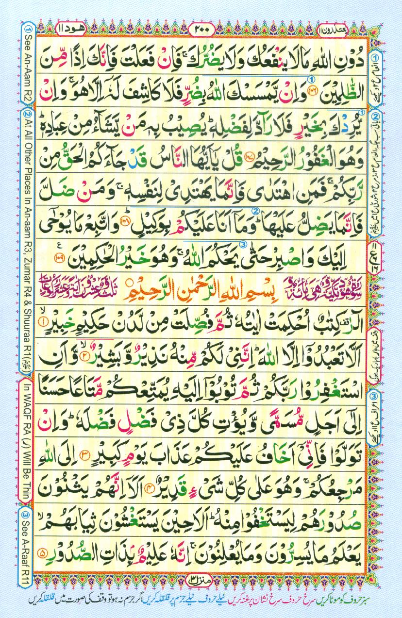Read Al Quran Part / Chapter / Siparah 11 Page No 200