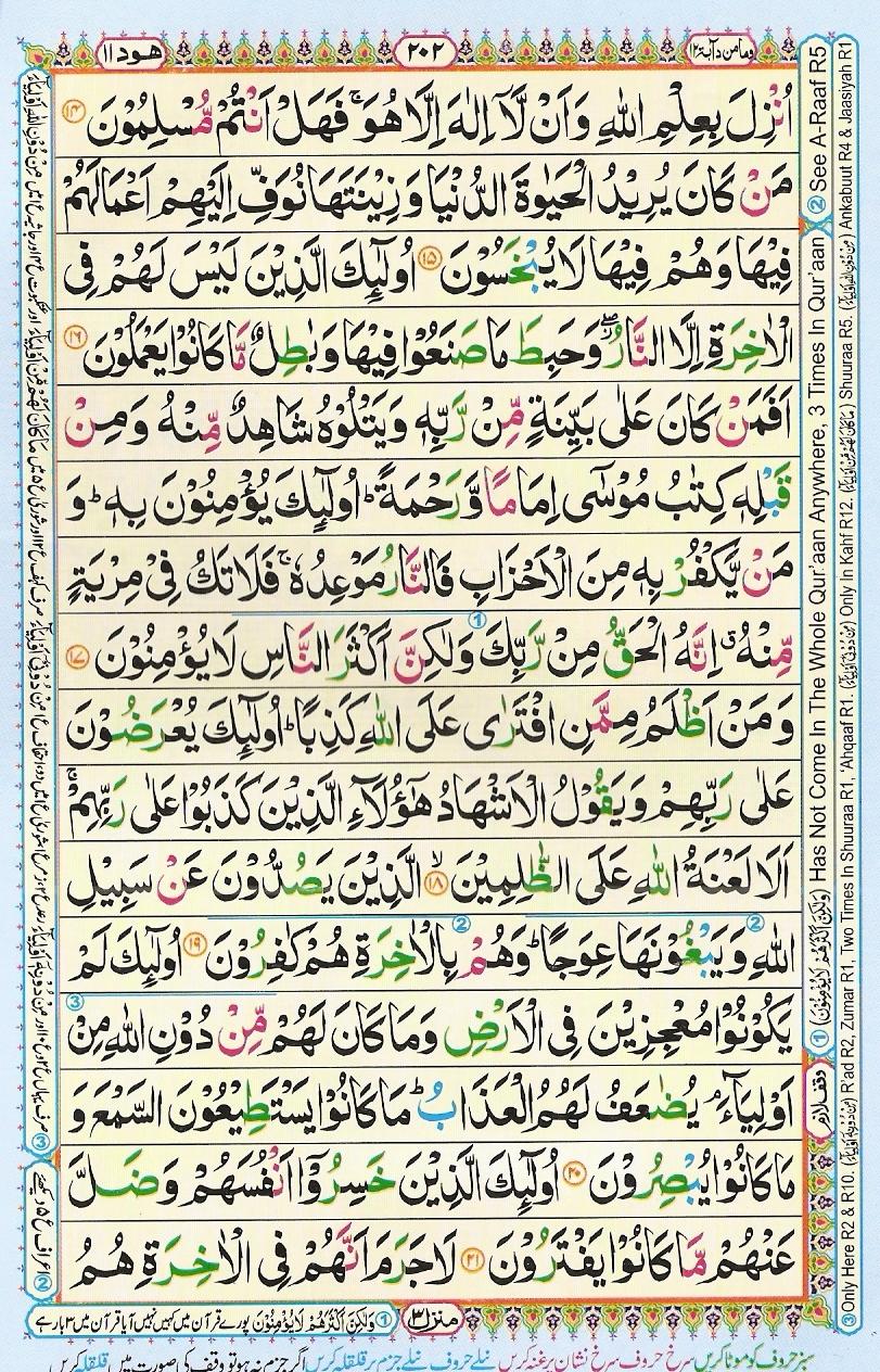 Read Al Quran Part / Chapter / Siparah 12 Page No 202