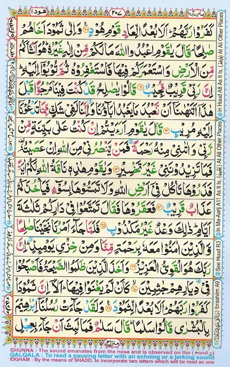 Read Al Quran Part / Chapter / Siparah 12 Page No 207