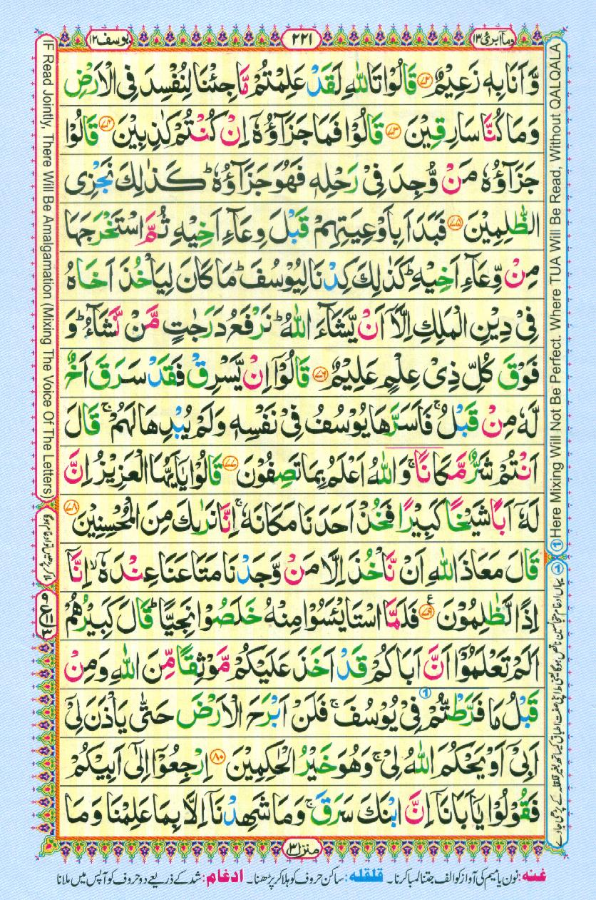 Read Al Quran Part / Chapter / Siparah 13 Page No 221
