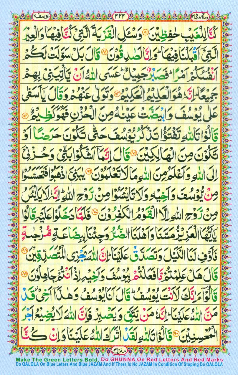 Read Al Quran Part / Chapter / Siparah 13 Page No 222