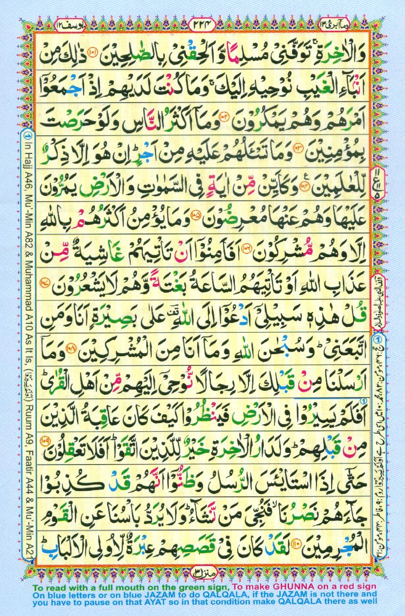Read Al Quran Part / Chapter / Siparah 13 Page No 224