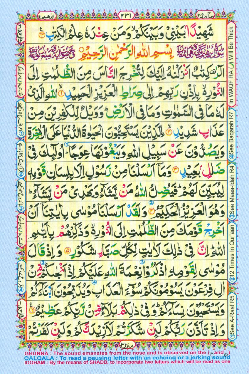 Read Al Quran Part / Chapter / Siparah 13 Page No 231