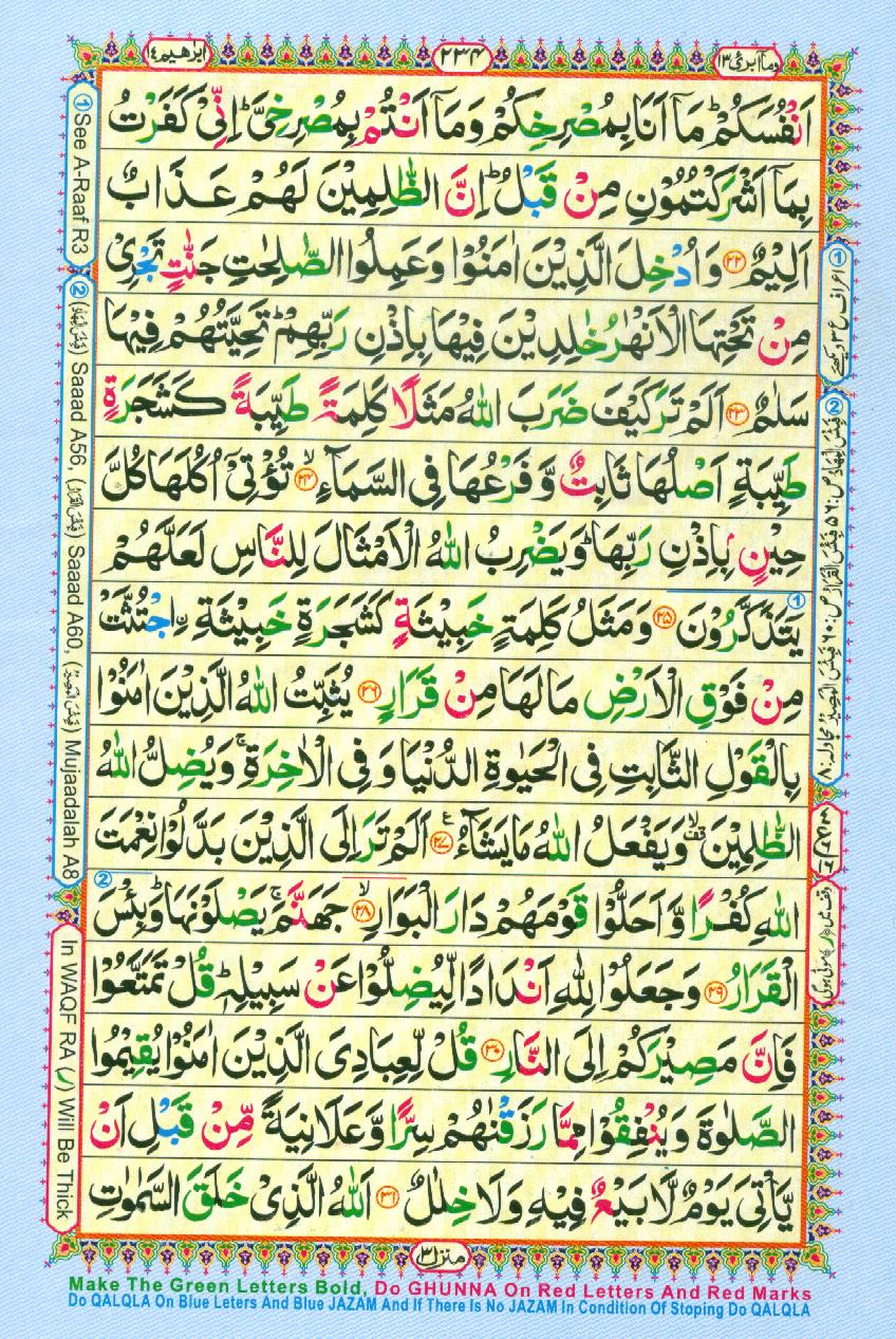 Read Al Quran Part / Chapter / Siparah 13 Page No 234
