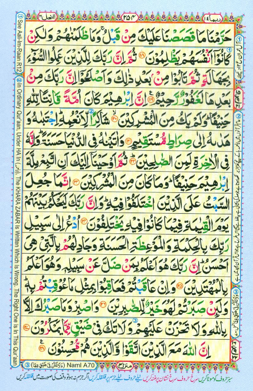 Read Al Quran Part / Chapter / Siparah 14 Page No 254