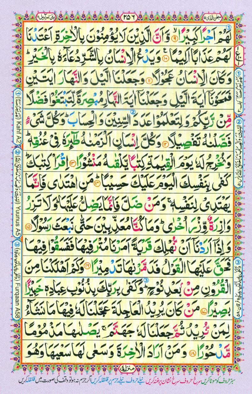 Read Al Quran Part / Chapter / Siparah 15 Page No 256