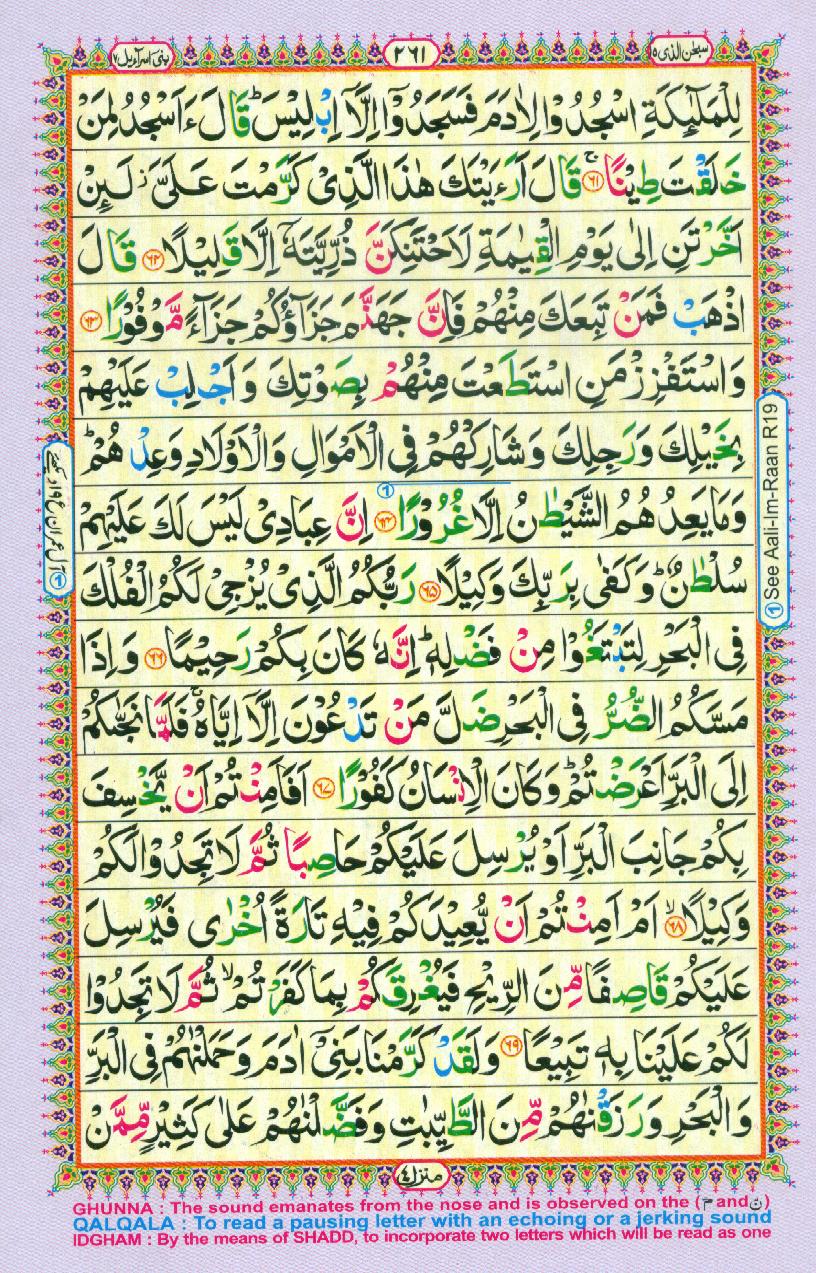 Read Al Quran Part / Chapter / Siparah 15 Page No 261