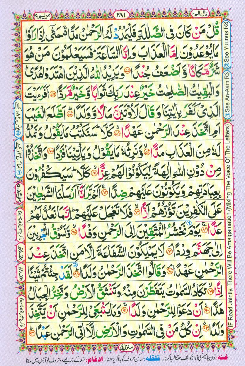 Read Al Quran Part / Chapter / Siparah 16 Page No 281
