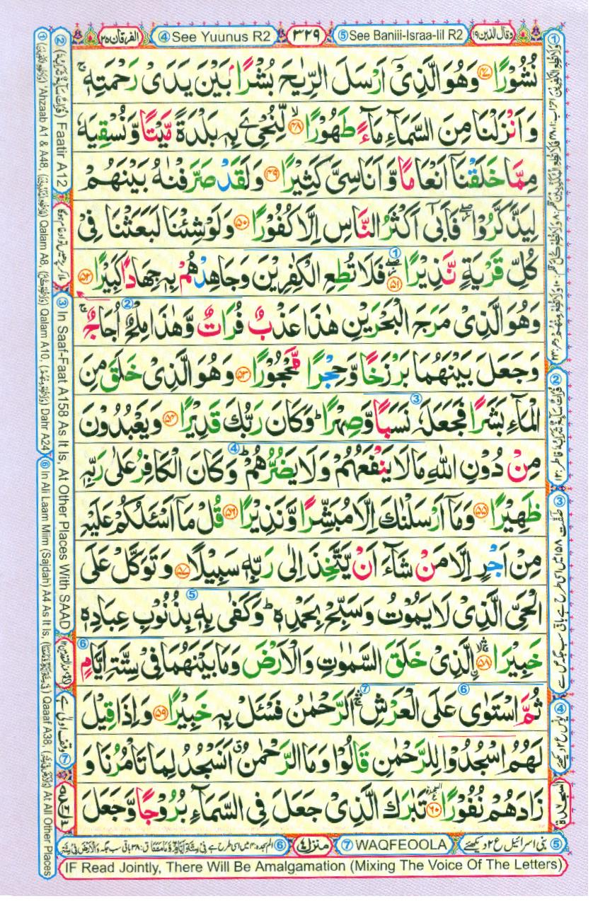 Read Al Quran Part / Chapter / Siparah 19 Page No 329