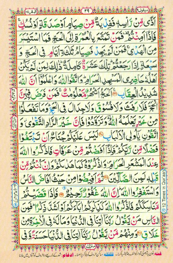 Read Al Quran Part / Chapter / Siparah 2 Page No 29