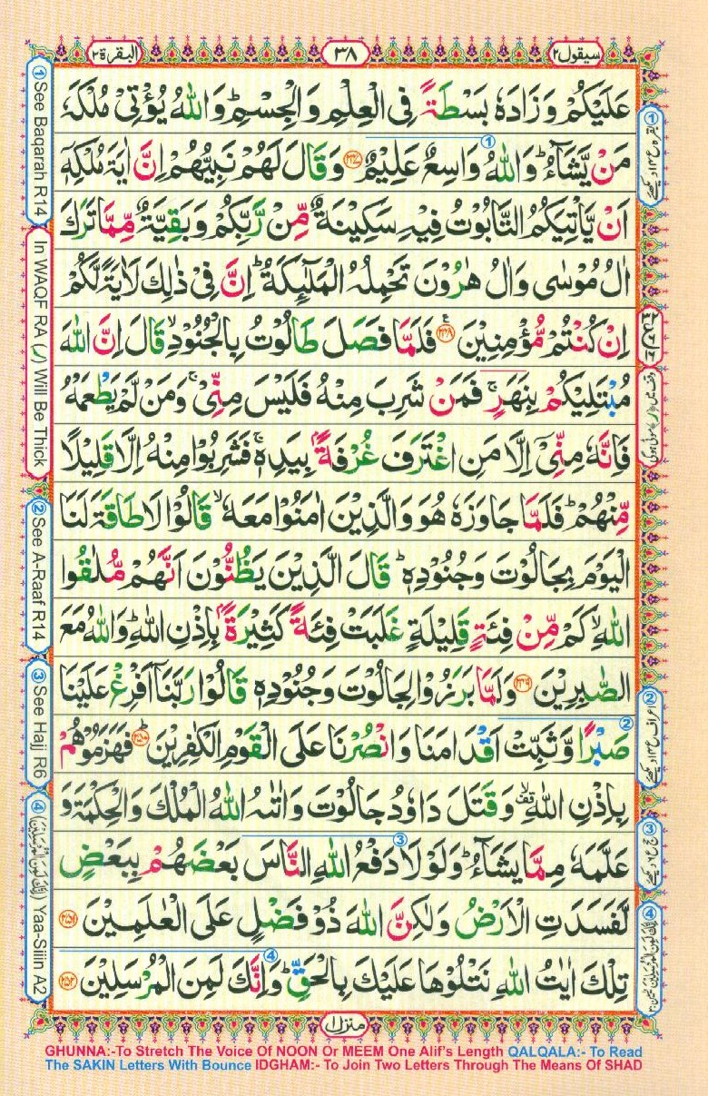 Read Al Quran Part / Chapter / Siparah 2 Page No 38