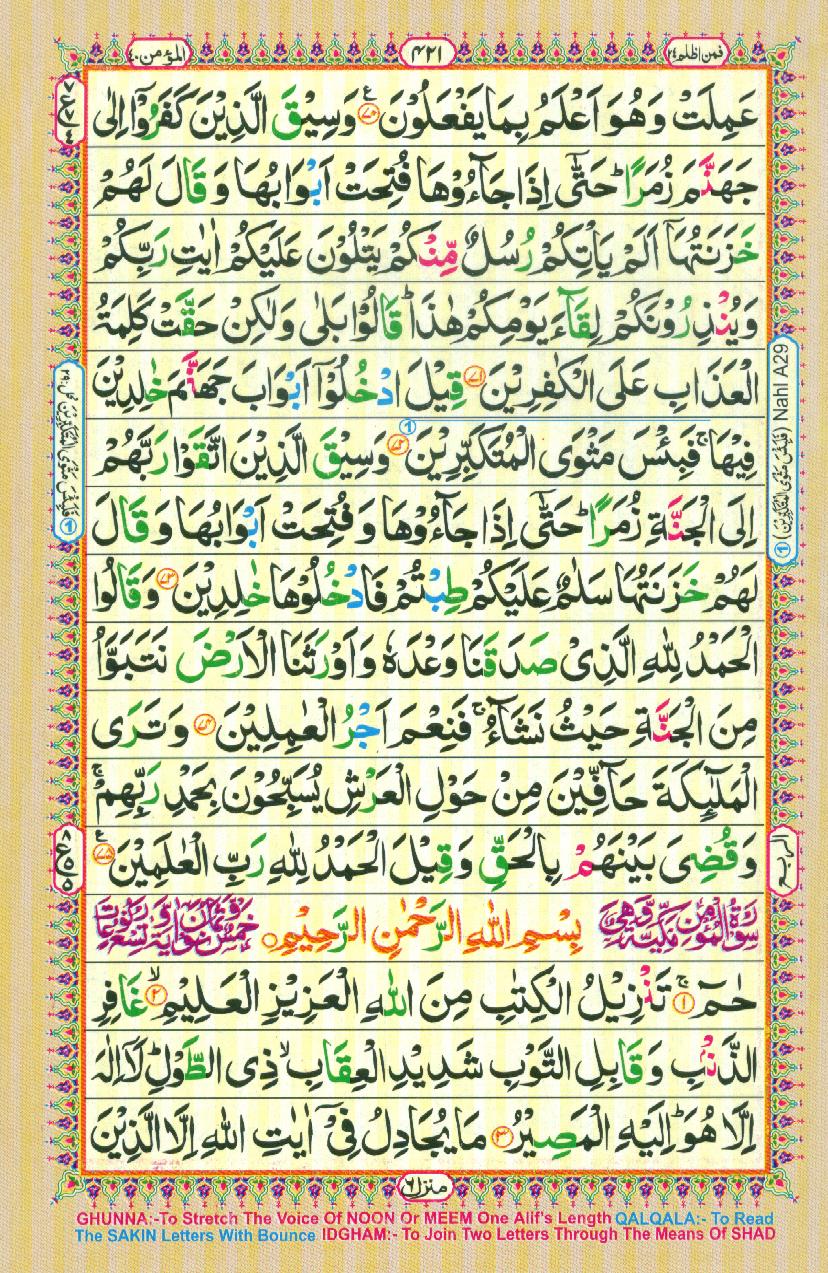 Read Al Quran Part / Chapter / Siparah 24 Page No 421