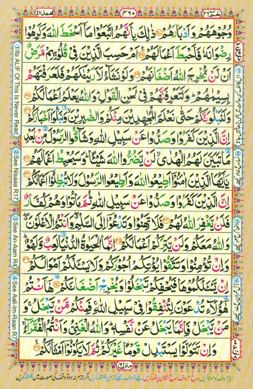 Read Al Quran Part / Chapter / Siparah 26 Page No 460