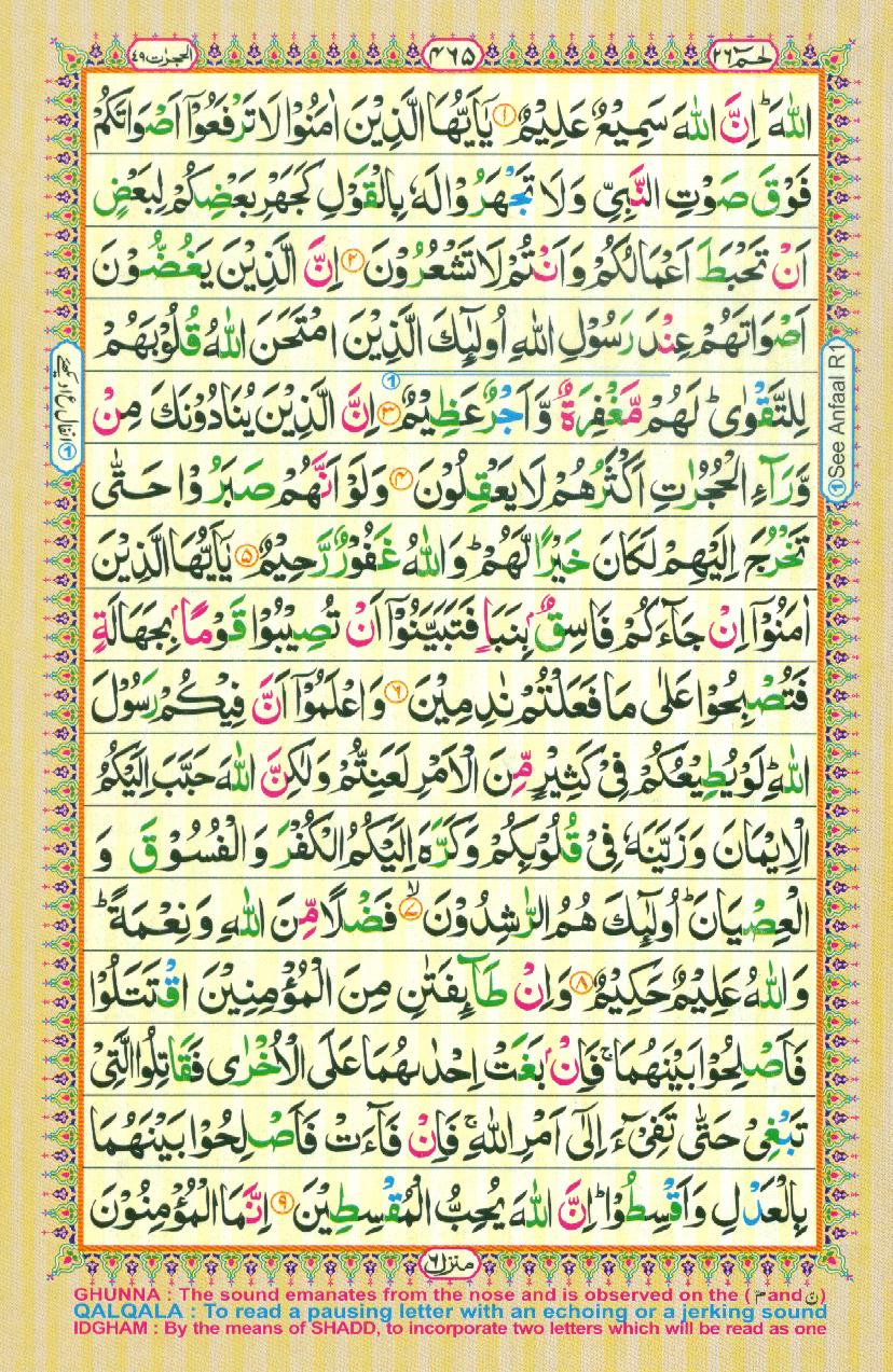 Read Al Quran Part / Chapter / Siparah 26 Page No 465