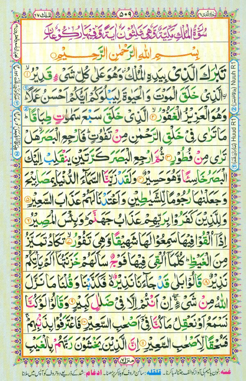 Read Al Quran Part / Chapter / Siparah 29 Page No 509