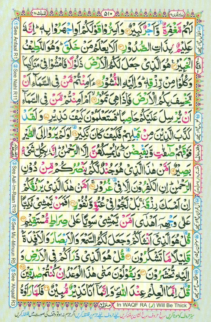 Read Al Quran Part / Chapter / Siparah 29 Page No 510