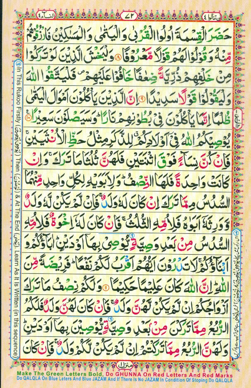 Read Al Quran Part / Chapter / Siparah 4 Page No 72