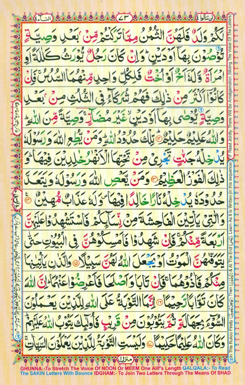 Read Al Quran Part / Chapter / Siparah 4 Page No 73