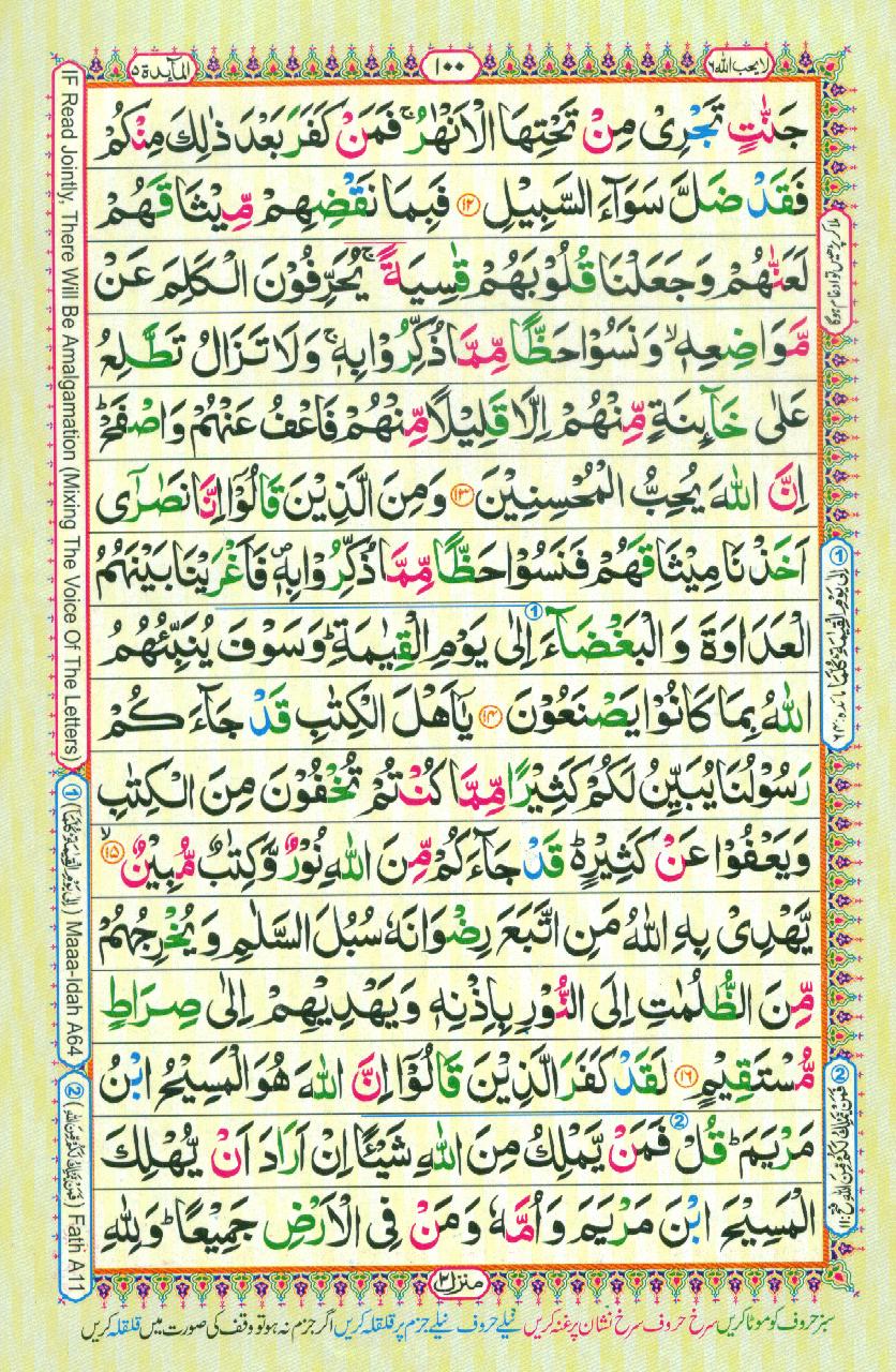 Read Al Quran Part / Chapter / Siparah 6 Page No 100