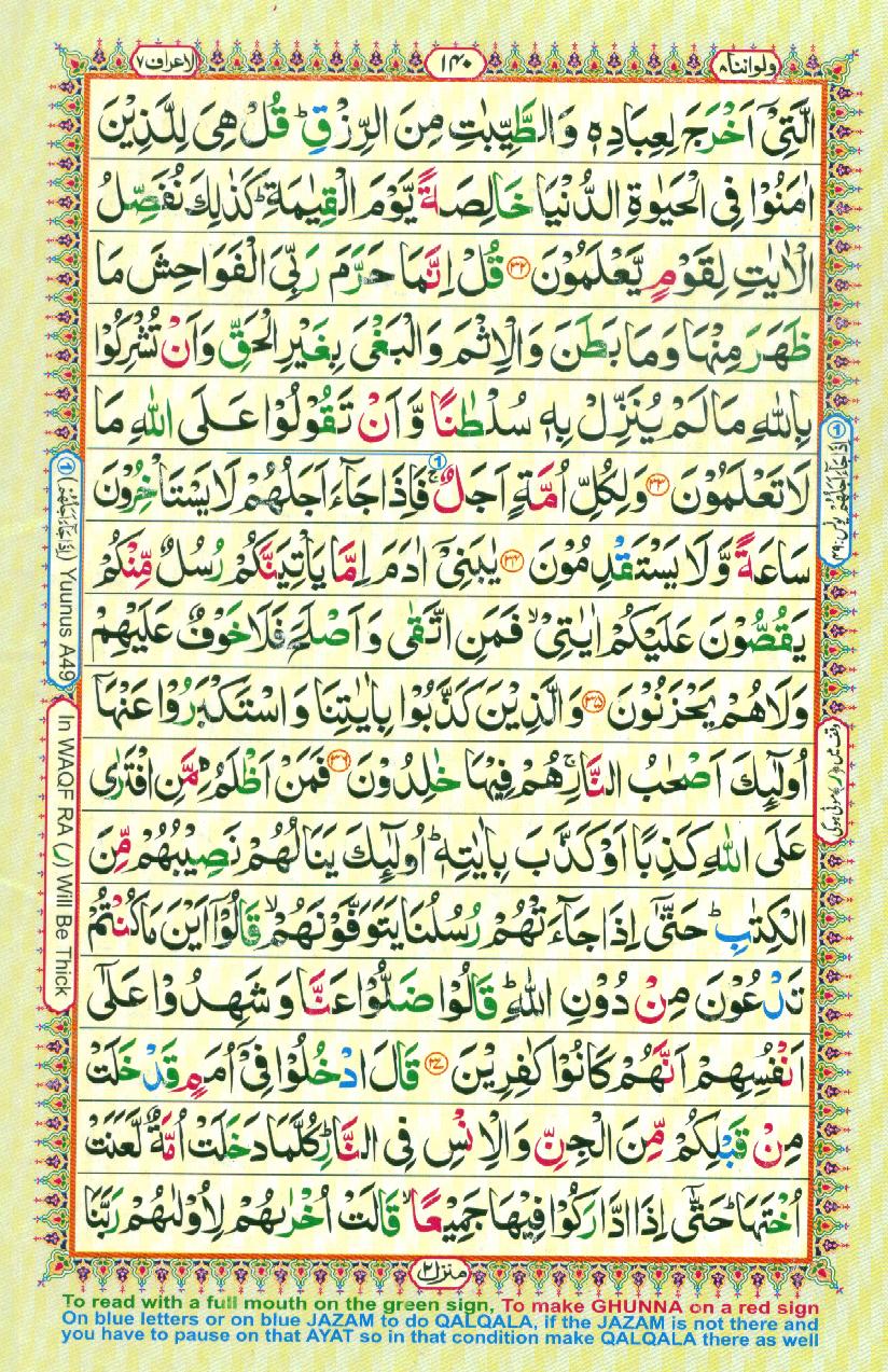 Read Al Quran Part / Chapter / Siparah 8 Page No 140